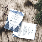 ベビーブルー冬の赤ちゃんシャワー外が冷たい 招待状