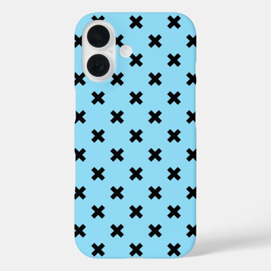 ベビーブルー地に黒のクロスステッチ Case-Mate iPhoneケース (裏面)