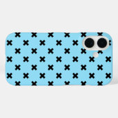 ベビーブルー地に黒のクロスステッチ Case-Mate iPhoneケース (裏面 (横))