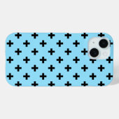 ベビーブルー地に黒のドットクロス Case-Mate iPhoneケース (裏面 (横))