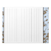 ベビーブルー大理石金ゴールド入り8.5x11裏打ち ノートパッド (正面)