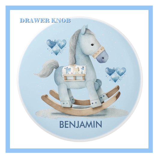 ベビーブルー子供部屋ロッキングホース名引き出し セラミックノブ