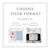 ベビーブルー宗教交叉ボーイフォトバプテスマ 招待状