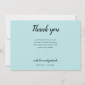 ベビーブルー書道台本フォトコラージュ サンキューカード (裏面)