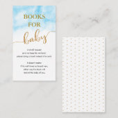 ベビーブルー水彩用ブック金ゴールドグリッター エンクロージャーカード (正面/裏面)