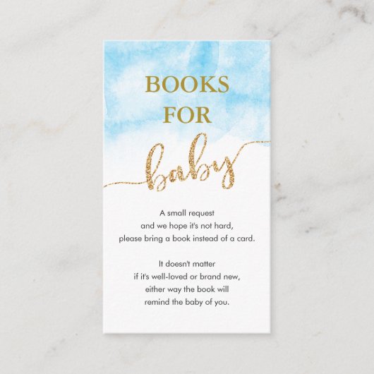 ベビーブルー水彩用ブック金ゴールドグリッター エンクロージャーカード (正面)