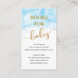 ベビーブルー水彩用ブック金ゴールドグリッター エンクロージャーカード