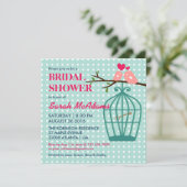 ベビーブルー水玉模様バードケージロブバード招待状 招待状 (スタンド正面)