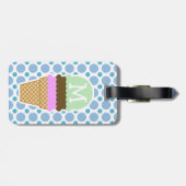 ベビーブルー水玉模様;アイスクリームコーン ラゲッジタグ (裏面横)