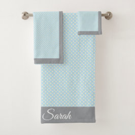 ベビーブルー水玉模様 バスタオルセット