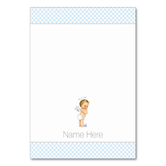 ベビーブルー洗礼テンテッドテーブルカード テーブルナンバー (正面)