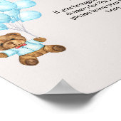 ベビーブルー熊ベビースシャワーおむつラッフル ポスター (角)