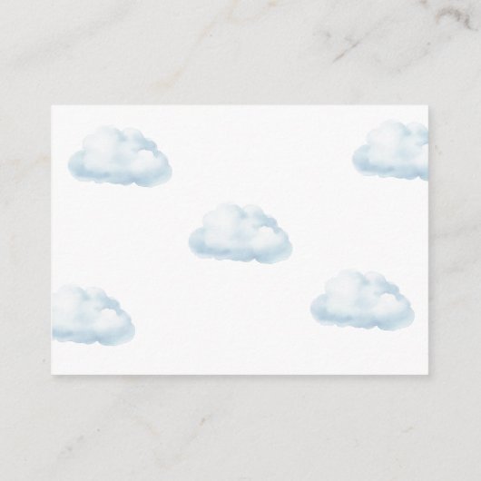 ベビーブルー熱気球ベビーシャワー用の本 エンクロージャーカード (裏面)