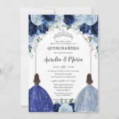 ベビーブルー王室のフローラツインズシルバーキンセアニラ 招待状 (正面)