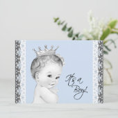 ベビーブルー甘い小さな王子ベビーシャワー 招待状 (スタンド正面)