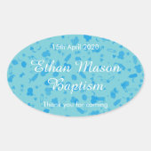 ベビーブルー紙吹雪洗礼《キリスト教》洗礼式や命名式 楕円形シール (正面)