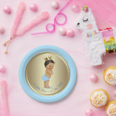 ベビーブルー金ゴールドエスニックヒスパニックプリンスベビーシャワー ペーパープレート (パーティー)