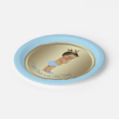 ベビーブルー金ゴールドエスニックヒスパニックプリンスベビーシャワー ペーパープレート (アングル)