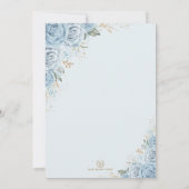 ベビーブルー金ゴールドスウィート16バタフライジオメトリックフレーム 招待状 (裏面)