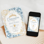 ベビーブルー金ゴールドフローラキンセアニェラ 招待状