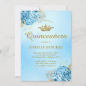 ベビーブルー金ゴールドフローラティアラキンセアニェラ 招待状 (正面)