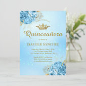 ベビーブルー金ゴールドフローラティアラキンセアニェラ 招待状 (スタンド正面)