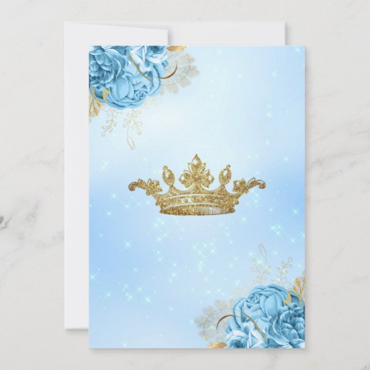 ベビーブルー金ゴールドフローラティアラキンセアニェラ 招待状 (裏面)