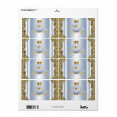 ベビーブルー金ゴールドプリンスベビシャワーウォーターボトル ラベル (フルシート)