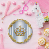 ベビーブルー金ゴールドプリンスベビーシャワー紙プレート ペーパープレート (パーティー)