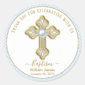 ベビーブルー金ゴールドボーイバプテスマ ラウンドシール (正面)