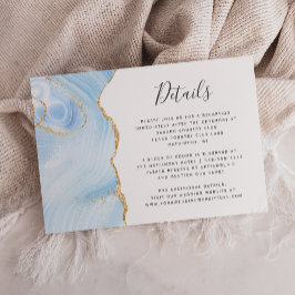 ベビーブルー金ゴールド水彩アゲート結婚ト詳細 エンクロージャーカード