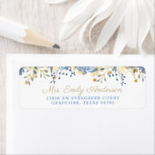 ベビーブルー金ゴールド水彩フローラ住所 シール (インサイチュ)