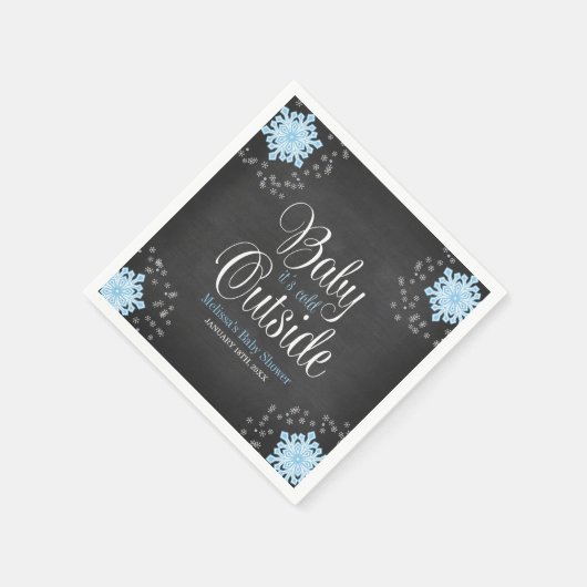 ベビーブルー雪の外が冷たい赤ちゃんシャワー スタンダードカクテルナプキン (角)