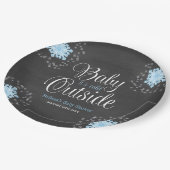 ベビーブルー雪の外が冷たい赤ちゃんシャワー ペーパープレート (アングル)