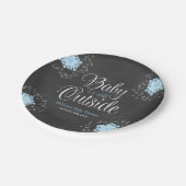 ベビーブルー雪の外が冷たい赤ちゃんシャワー ペーパープレート (アングル)