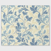 ベビーブルー&クリームフローリッシュパターンデザイン ラッピングペーパー (フラット)