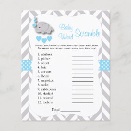 ベビーブルー&グレーエレファントベビーシャワー – スクランブル チラシ