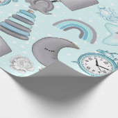 ベビーブルー&グレーゾウのランプのおもちゃ ラッピングペーパー (角)