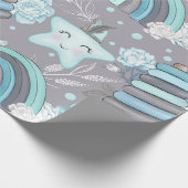 ベビーブルー&グレーベビーアイテムレインボーズスターズ ラッピングペーパー (角)