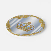 ベビーブルー ゴールド プリンス ベビーシャワー 紙皿 (アングル)