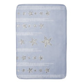 ベビーブルー&シルバーグリッタースターズスパークルグラム バスマット (正面縦)