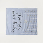 ベビーブルー & シルバーグリッター スターズ スイート16 パーティー タペストリー (正面(横))