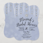 ベビーブルー & シルバーグリッター スターズ ブライダルシャワー 招待状 (正面/裏面)