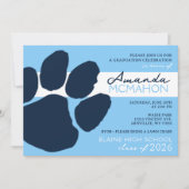 ベビーブルー&ネイビーエレガントパープリント（写真バック） 招待状 (正面)