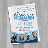 ベビーブルー&ネイビーフィルムストリップ卒業フロステッド アクリル招待状