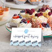 ベビーブルー&ネイビーポープリント折り畳みラベル、食品または プレイスカード