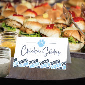 ベビーブルー&ネイビーポープリント折り畳みラベル、食品または プレイスカード