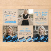 ベビーブルー&ネイビー卒業3写真フロステッド アクリル招待状 (正面)