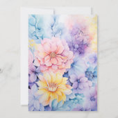 ベビーブルー、バタークリームイエロー、パステルピンク結婚ズ 招待状 (裏面)