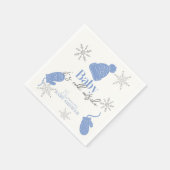 ベビーブルー・ビーニー・ボーイ・ベイビー・シャワー外は冷たい スタンダードカクテルナプキン (角)